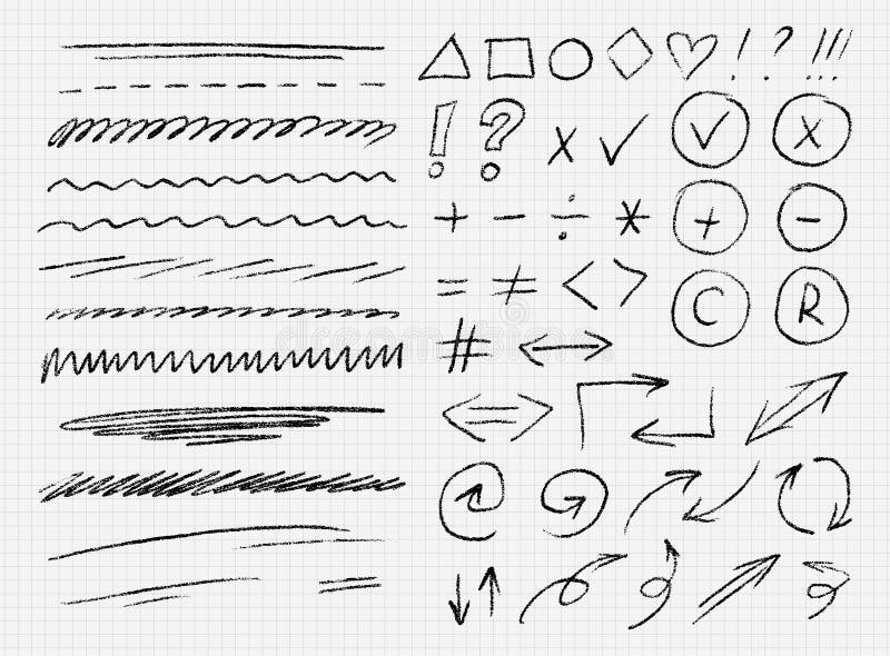 . Le linee sottolineano i simboli infografici contrassegni frecce e figure