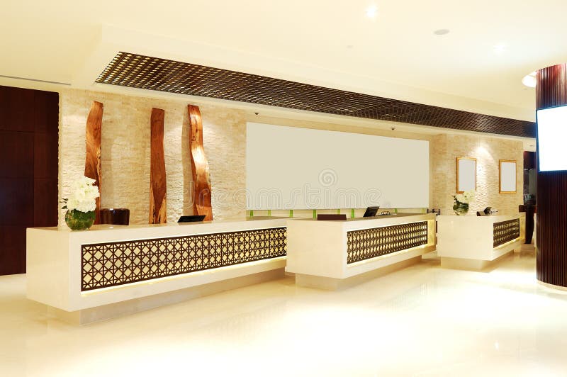 Le hall du luxueux hôtel photographie stock libre de droits