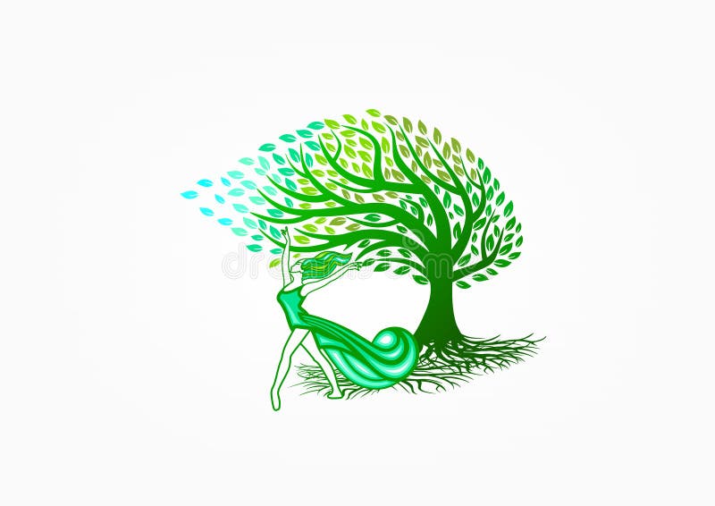 Le logo sain de femme, nature détendent le symbole, l'icône de station thermale d'arbre, le massage de beauté, le soin de mode, l illustration libre de droits Le logo sain de femme, nature détendent le symbole, l'icône de station thermale d'arbre, le massage de beauté, le soin de mode, l illustration libre de droits