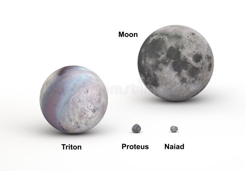 Le lune e la terra di Nettuno moon nel confronto di dimensione