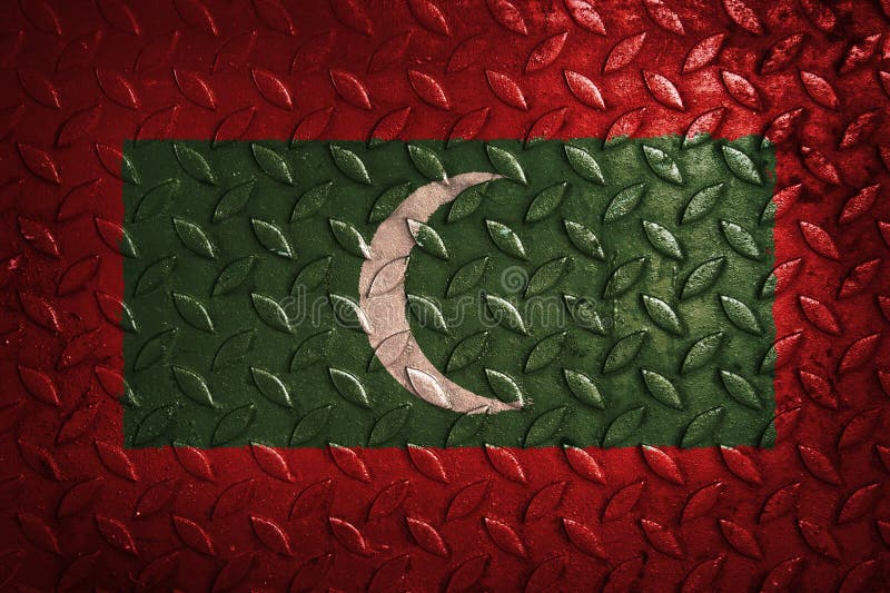 Le Maldive inbandierano, metal la struttura su fondo immagini stock Le Maldive inbandierano, metal la struttura su fondo immagini stock