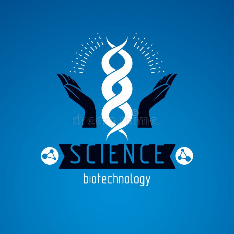 Le mani preoccupantesi tengono un modello di DNA umano Bioingegneria come i Di. Le mani preoccupantesi tengono un modello di DNA umano Bioingegneria come la direzione della genetica, simbolo scientifico di vettore astratto la cosa migliore per uso nella ricerca di evoluzione di istruzione, di scienza e di umanità
