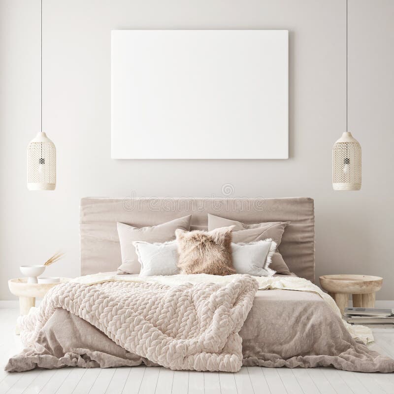 Le mauvais cadre haut d'affiches dans le Scandinave intérieur moderne de chambre de fond pour rendre dénomment 3d illustration de vecteur