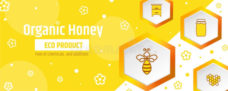 Le miel est un produit écologique organique Bannière ou calibre de design d'emballage L'apiculture et rucher illustration stock Le miel est un produit écologique organique Bannière ou calibre de design d'emballage L'apiculture et rucher illustration stock
