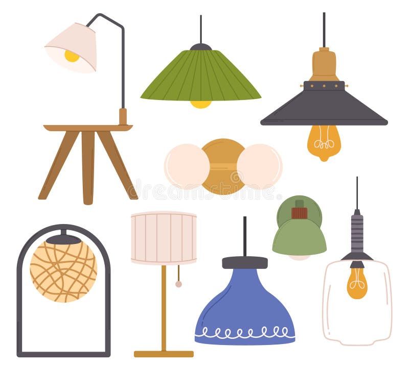 Le moderne lampade offrono una tecnologia avanzata ed efficiente e una luminosità personalizzabile armonica estetica. Le moderne lampade presentano una tecnologia avanzata ed efficiente e una luminosità personalizzabile armonizza l'estetica con gli spazi interni più efficienti grazie all'elegante set vettoriale