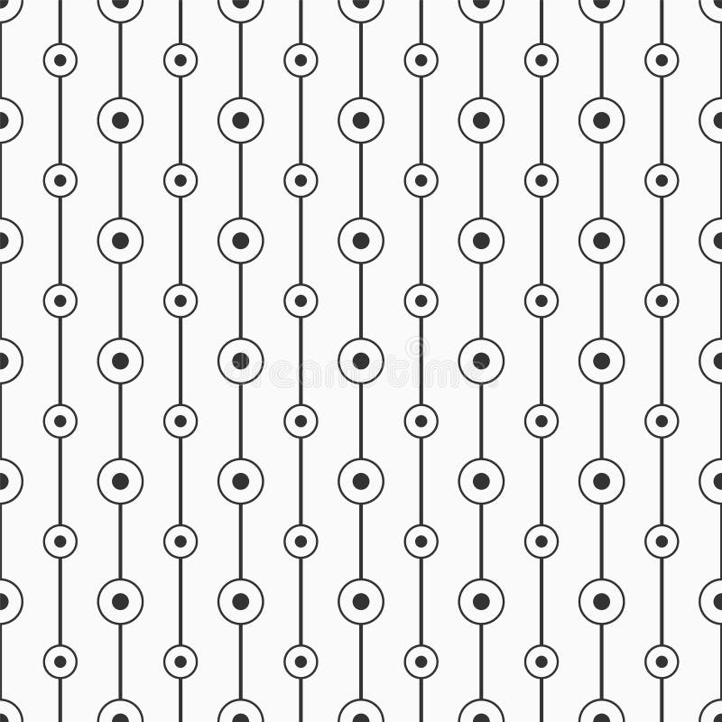 Abstract seamless pattern of symmetry arranged circles and dots connected by lines. Modern stylish texture. Linear style. Vector monochrome background. Abstract seamless pattern of symmetry arranged circles and dots connected by lines. Modern stylish texture. Linear style. Vector monochrome background