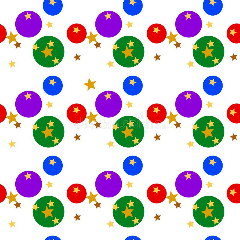 Le modèle sans couture coloré des boules et de l'or multicolores se tient le premier rôle sur le fond blanc transparent Dirigez l. L'image peut être employée comme papier peint, contexte, montage d'image ou copie sur le papier d'emballage, la tuile, le tissu, etc.
