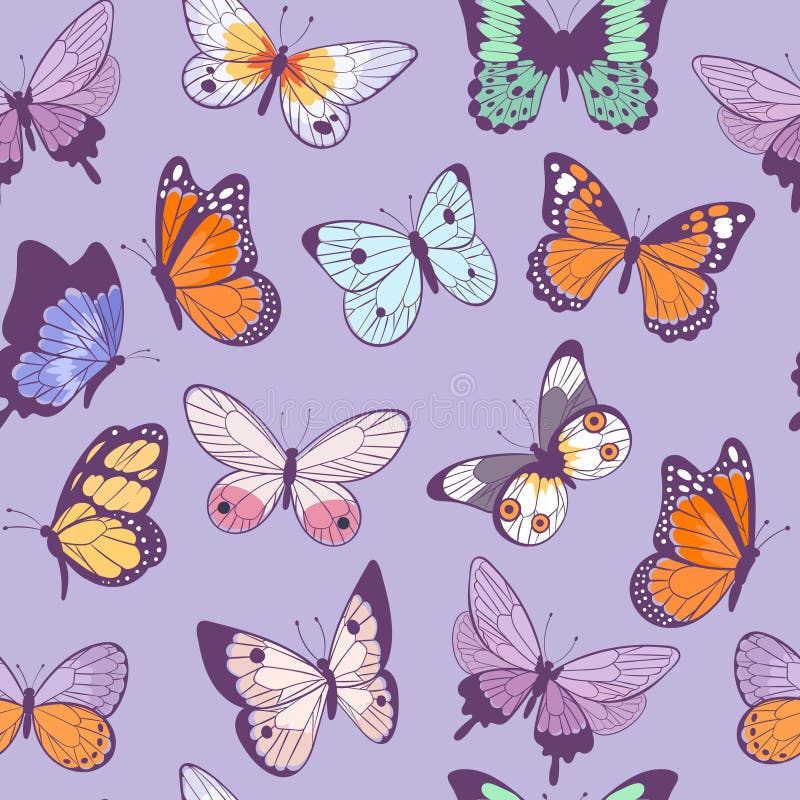 Le modèle sans couture de papillons aux commandes de beaux insectes de printemps et d'été dirigent l'illustration de bandes dessin