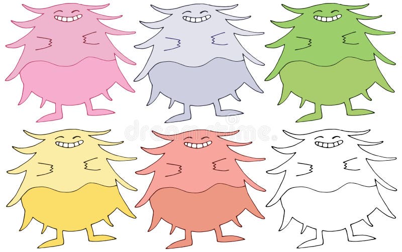 Le monstre de couleur de griffonnage de bande dessinée d'impression a placé l'aspiration drôle heureuse de main illustration de vecteur Le monstre de couleur de griffonnage de bande dessinée d'impression a placé l'aspiration drôle heureuse de main illustration de vecteur