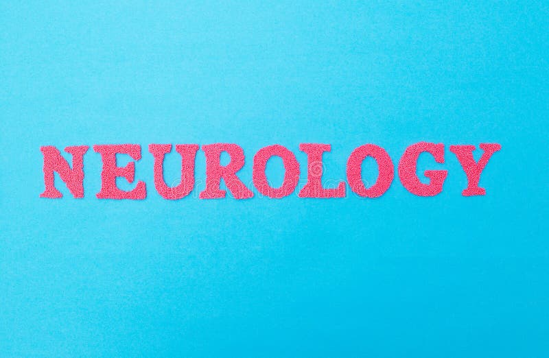 Le mot neurologie sur fond bleu Section conceptuelle du médicament traitant du traitement des troubles nerveux images stock Le mot neurologie sur fond bleu Section conceptuelle du médicament traitant du traitement des troubles nerveux images stock