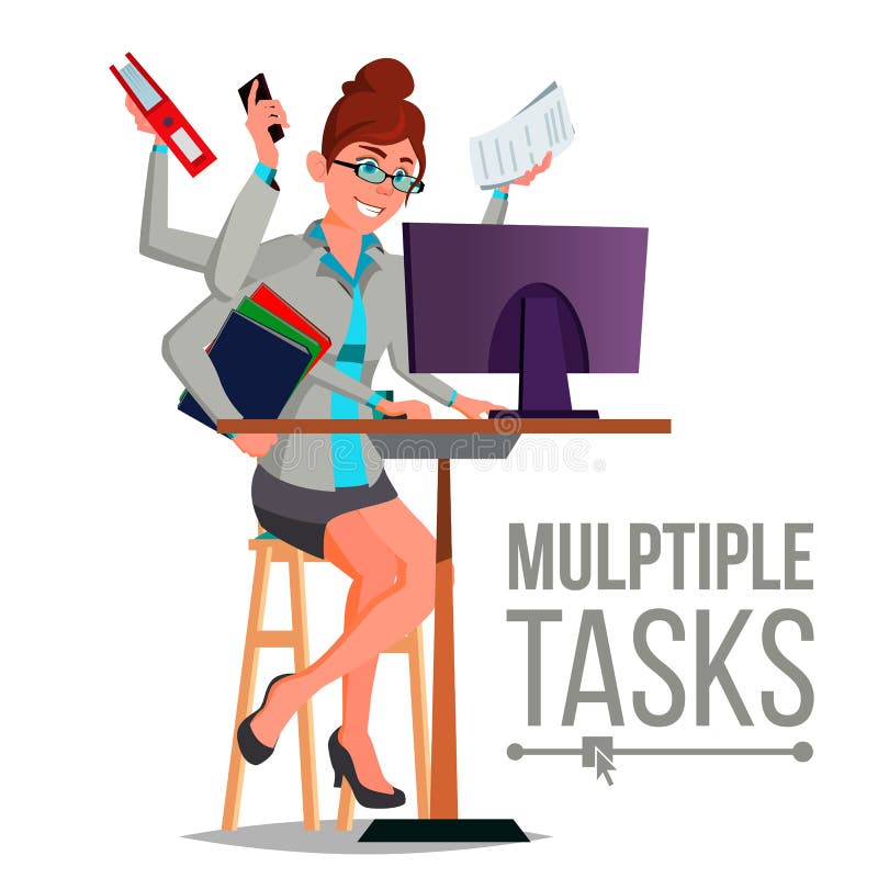 Le multiple charge le vecteur de femme d'affaires Beaucoup de mains faisant des tâches Métier professionnel Illustration plate de illustration libre de droits Le multiple charge le vecteur de femme d'affaires Beaucoup de mains faisant des tâches Métier professionnel Illustration plate de illustration libre de droits