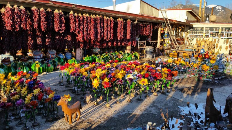 New Mexico Colorful Market Place near Taos NM in the northen region of New Mexico. Sangre De Cristo Mountain range area. New Mexico Colorful Market Place near Taos NM in the northen region of New Mexico. Sangre De Cristo Mountain range area.