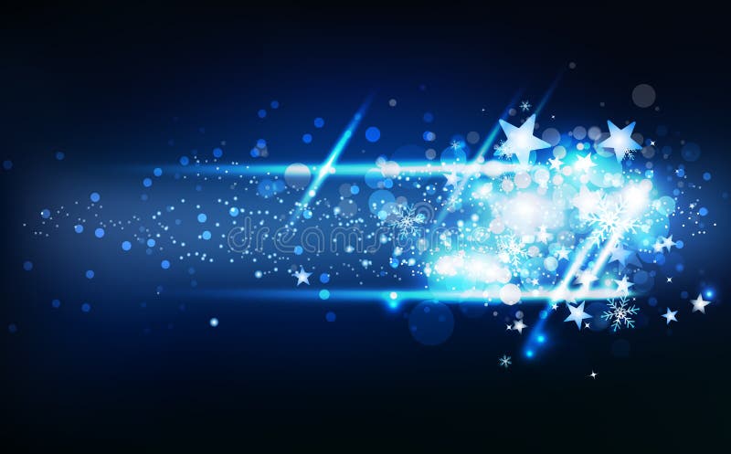 Le néon magique bleu d'effet de la lumière d'étoiles filantes, la saison d'hiver de décoration, les confettis et les flocons de n illustration de vecteur Le néon magique bleu d'effet de la lumière d'étoiles filantes, la saison d'hiver de décoration, les confettis et les flocons de n illustration de vecteur