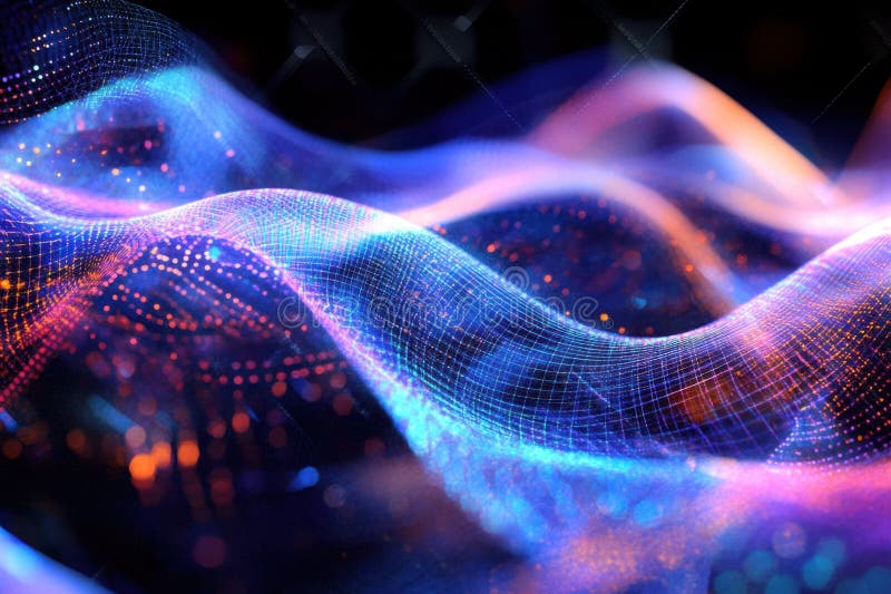 Le onde digitali a colori mostrano una tecnologia e un'innovazione vibranti in una rappresentazione astratta illustrazione di stock