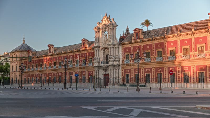 Le Palais de San Telmo timelapse hyperlapse à Séville Espagne banque de vidéos