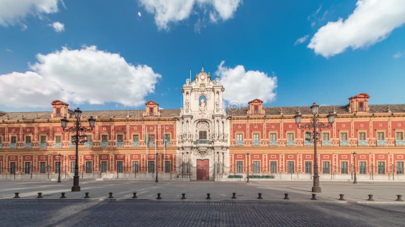 Le Palais de San Telmo timelapse hyperlapse à Séville Espagne banque de vidéos