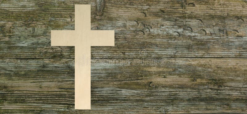 Le papier croisé chrétien a coupé le symbole en bois de christianisme de fond