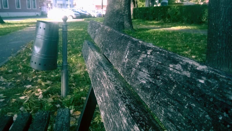 Le papier peut et banc en parc. Cette photo est tirée en parc en Croatie, éditée et très assez