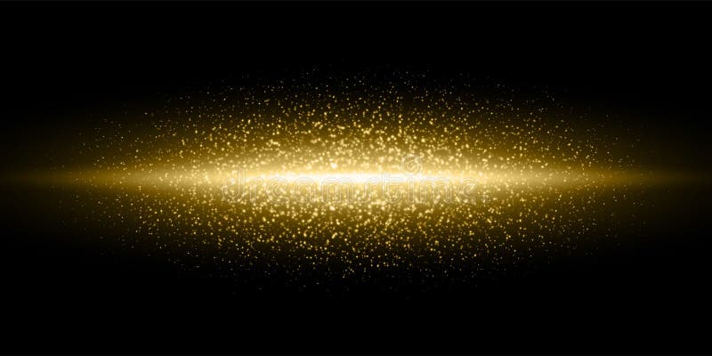 Le particelle di polvere istantanee leggere di scintillio dell'oro hanno scoppiato il fondo, la linea dorata di incandescenza dei illustrazione vettoriale