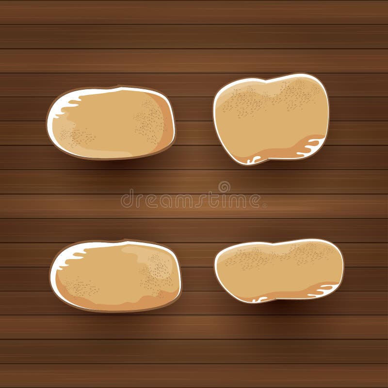 Le patate dolci marroni sveglie del fumetto divertente di vettore hanno messo il piano mettono sul fondo di legno della tavola pr illustrazione vettoriale Le patate dolci marroni sveglie del fumetto divertente di vettore hanno messo il piano mettono sul fondo di legno della tavola pr illustrazione vettoriale