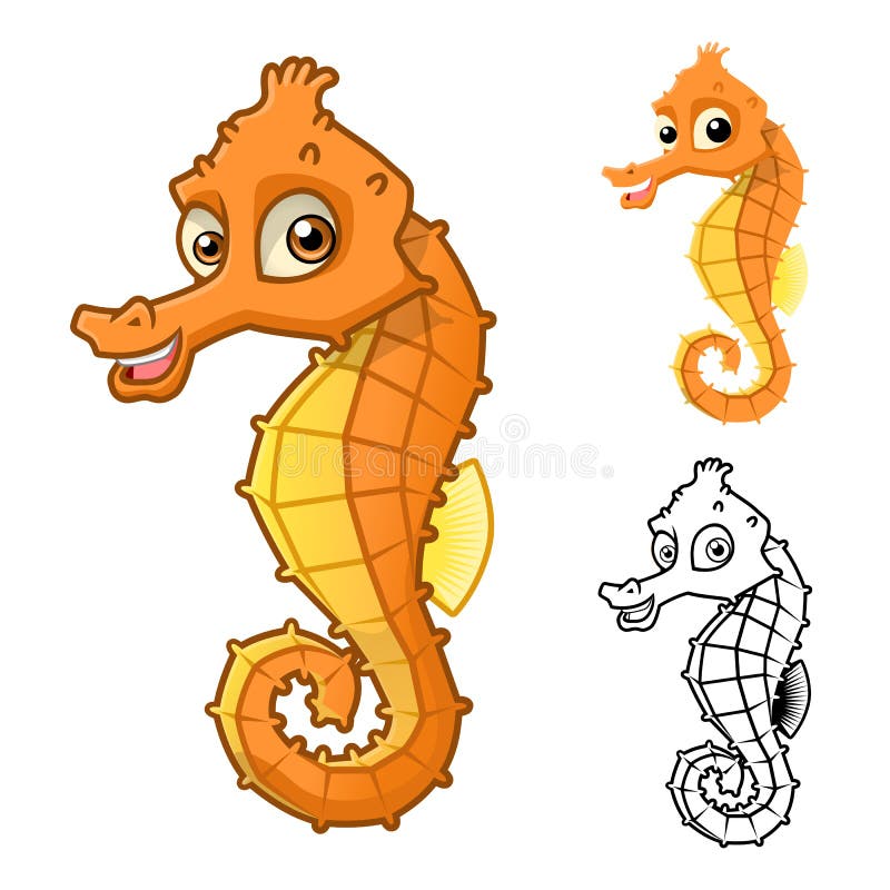Le personnage de dessin animé de haute qualité d'hippocampe incluent la conception et la ligne plates Art Version illustration libre de droits Le personnage de dessin animé de haute qualité d'hippocampe incluent la conception et la ligne plates Art Version illustration libre de droits