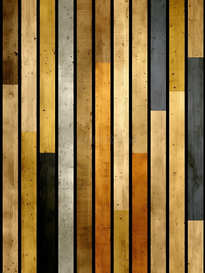 Le piastrelle di legno verticali in diverse sfumature di grigio marrone giallo e nero creano una serie a strisce generata illustrazione vettoriale