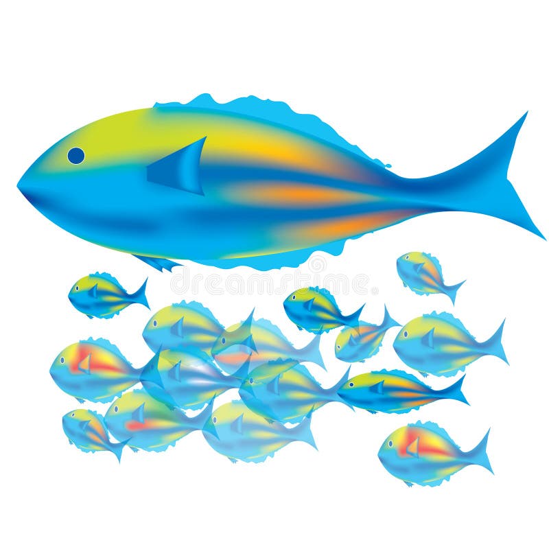 Mère Poisson & petits poissons illustration libre de droits