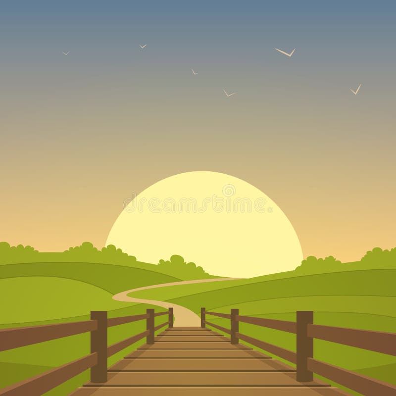 Le pont en bois illustration de vecteur