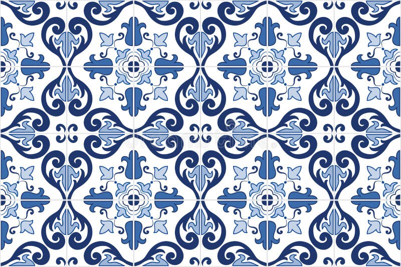 Le Portugais fleuri traditionnel couvre de tuiles des azulejos Illustration de vecteur illustration stock Le Portugais fleuri traditionnel couvre de tuiles des azulejos Illustration de vecteur illustration stock