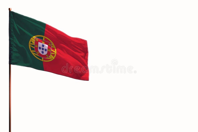 Le Portugal de flottement a isolé le drapeau sur le fond blanc, maquette avec l'espace pour votre contenu