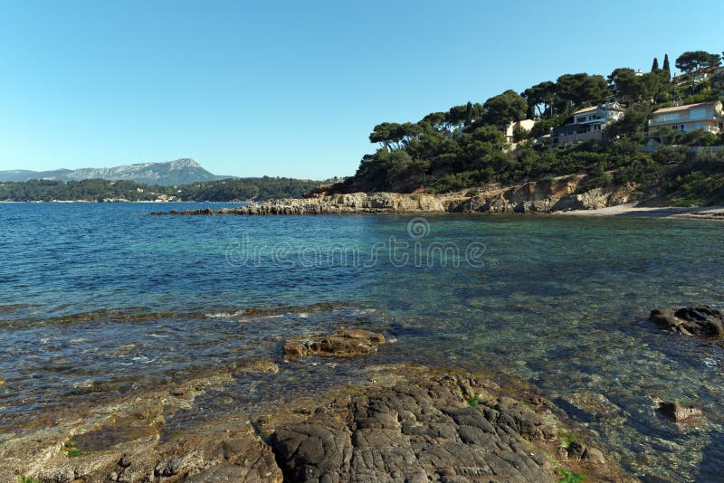 Le Pradet coast stock photo. Image of beach, french, landmarks 95725864