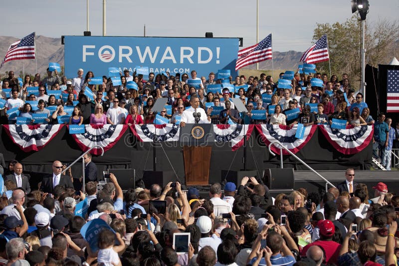 President Barack Obama appears at Presidential Campaign Rally, November 1, 2012, at Cheyenne Sports Complex, North Las Vegas, Nevada. President Barack Obama appears at Presidential Campaign Rally, November 1, 2012, at Cheyenne Sports Complex, North Las Vegas, Nevada