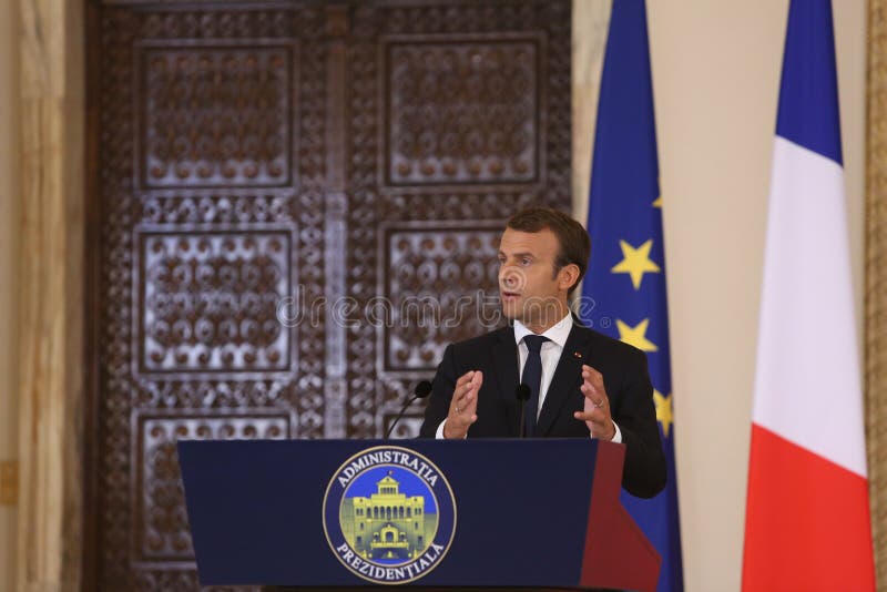 Le Président français Emmanuel Macron photographie stock Le Président français Emmanuel Macron photographie stock