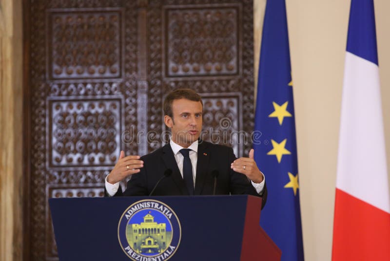 Le Président français Emmanuel Macron photographie stock Le Président français Emmanuel Macron photographie stock