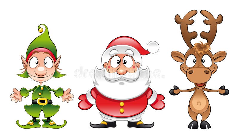 Le Père noël, elfe, Rudolph illustration stock Le Père noël, elfe, Rudolph illustration stock