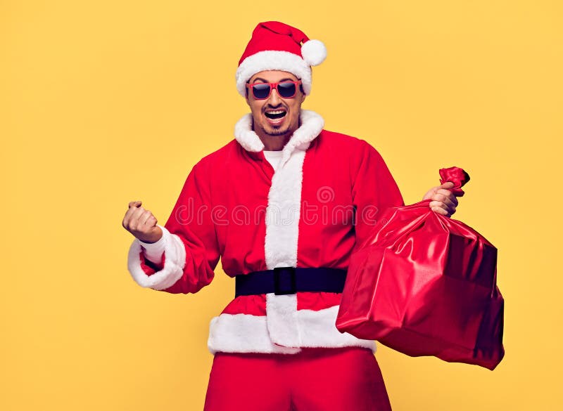 Le père noël _2 Jeune Santa Man Winner Gesture heureuse photo libre de droits Le père noël _2 Jeune Santa Man Winner Gesture heureuse photo libre de droits
