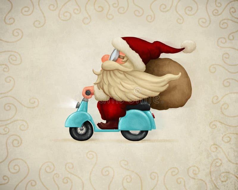 Le père noël motorisé illustration de vecteur Le père noël motorisé illustration de vecteur