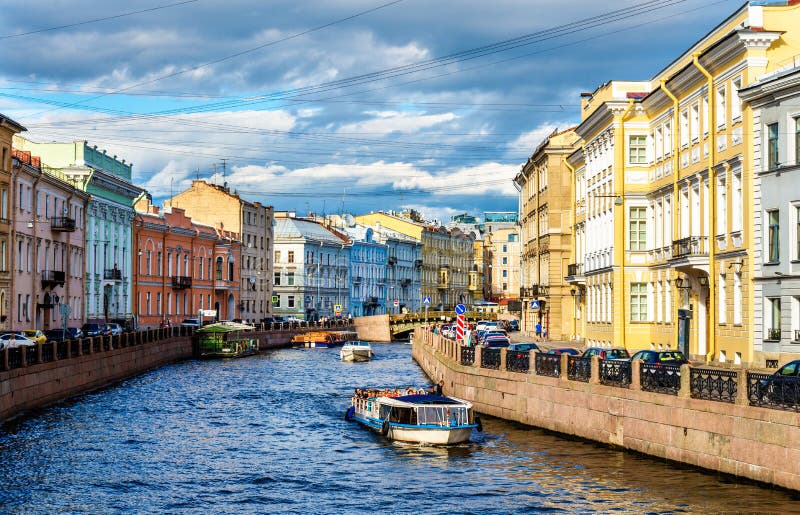 The Moyka River embankment in Saint Petersburg - Russia. The Moyka River embankment in Saint Petersburg - Russia