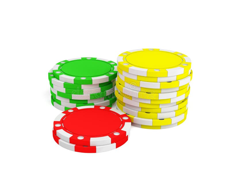 le rendu 3d de trois piles de jeu ébrèche dans des couleurs vertes, jaunes et rouges sur un fond blanc illustration de vecteur le rendu 3d de trois piles de jeu ébrèche dans des couleurs vertes, jaunes et rouges sur un fond blanc illustration de vecteur