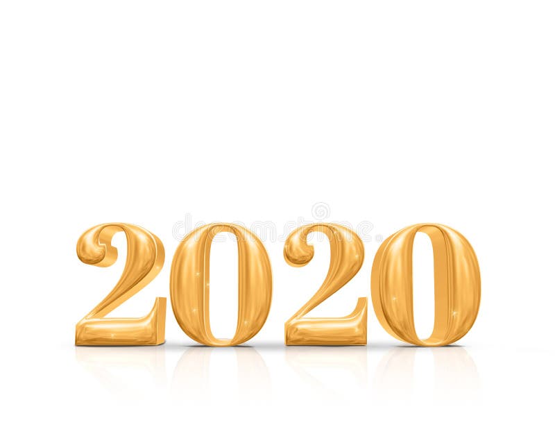 2020 le rendu d'or du nombre 3d de bonne année sur la pièce blanche de studio, carte de vacances, laissent l'espace pour ajouter illustration stock 2020 le rendu d'or du nombre 3d de bonne année sur la pièce blanche de studio, carte de vacances, laissent l'espace pour ajouter illustration stock