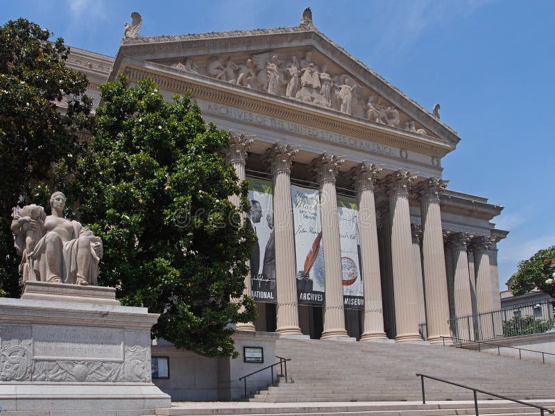 The National Archives Museum displays some of the most significant documents of history, as seen in Washington. The National Archives Museum displays some of the most significant documents of history, as seen in Washington