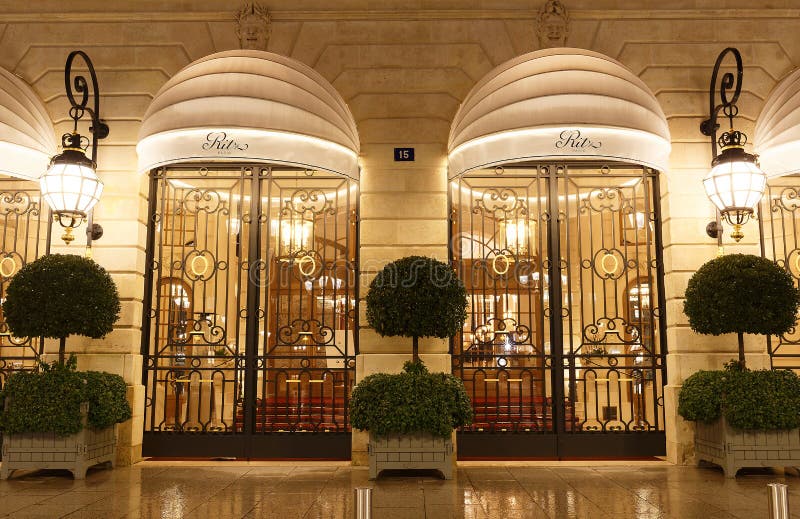 Paris, France-February 06, 2020 : The Ritz Paris is a hotel in central Paris, overlooking the Place Vendome in the city&#x27;s 1st arrondissement. It ranked among the most luxurious hotels in the world. Paris, France-February 06, 2020 : The Ritz Paris is a hotel in central Paris, overlooking the Place Vendome in the city&#x27;s 1st arrondissement. It ranked among the most luxurious hotels in the world.