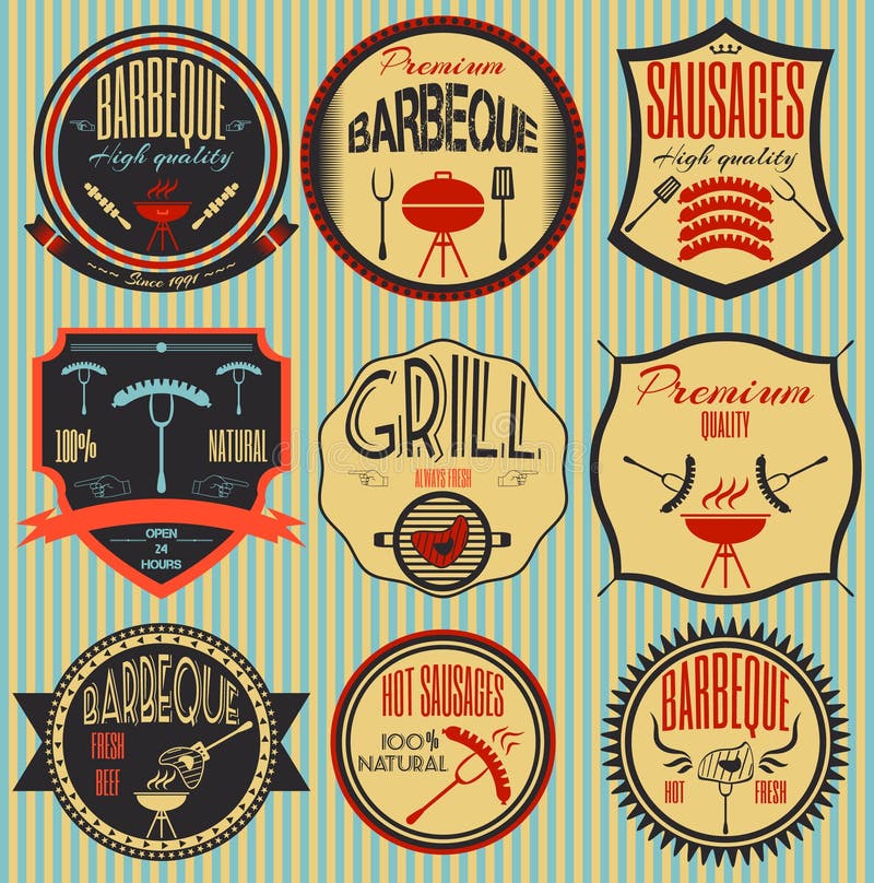 Le rétro vintage réglé badges, des rubans et marque l'enseigne de hippie illustration stock Le rétro vintage réglé badges, des rubans et marque l'enseigne de hippie illustration stock