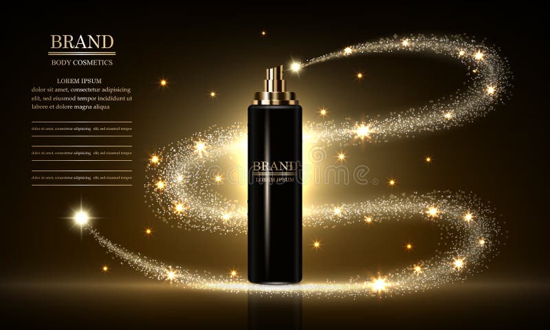 Le serie d'imballaggio di marca di lusso dei cosmetici, annunci dell'ente premio spruzzano la crema per cura di pelle, il modello illustrazione vettoriale