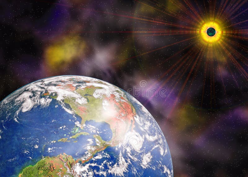 le soleil bleu de l'espace de planète de la terre illustration libre de droits le soleil bleu de l'espace de planète de la terre illustration libre de droits