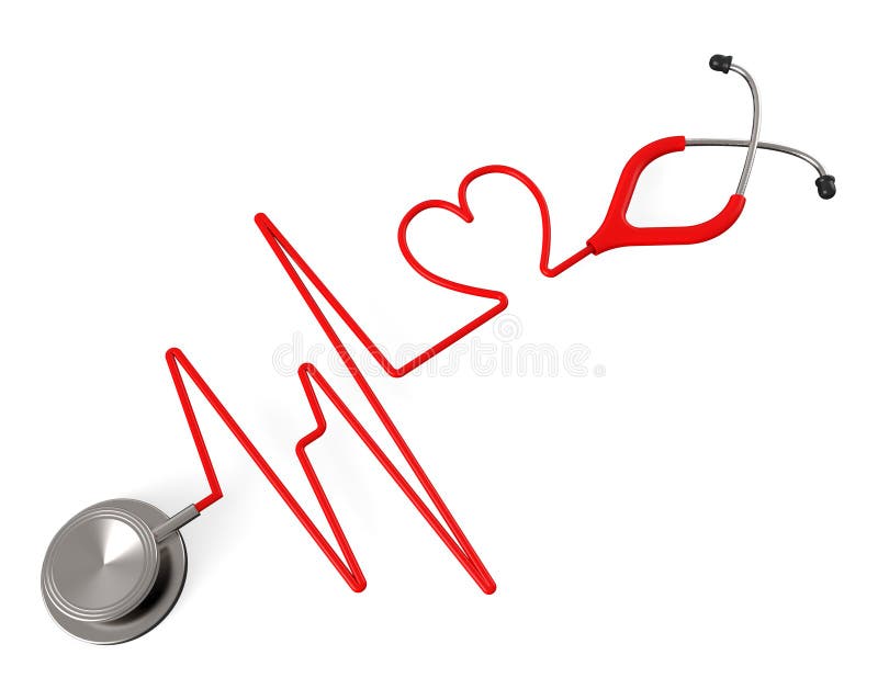 Le stéthoscope de coeur indique le contrôle et l'affection de santé