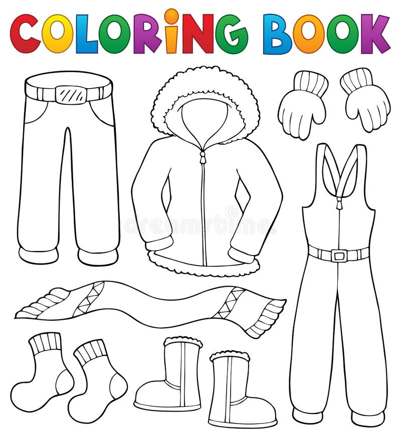 Coloring book winter clothes topic set 1 - eps10 vector illustration. Coloring book winter clothes topic set 1 - eps10 vector illustration.