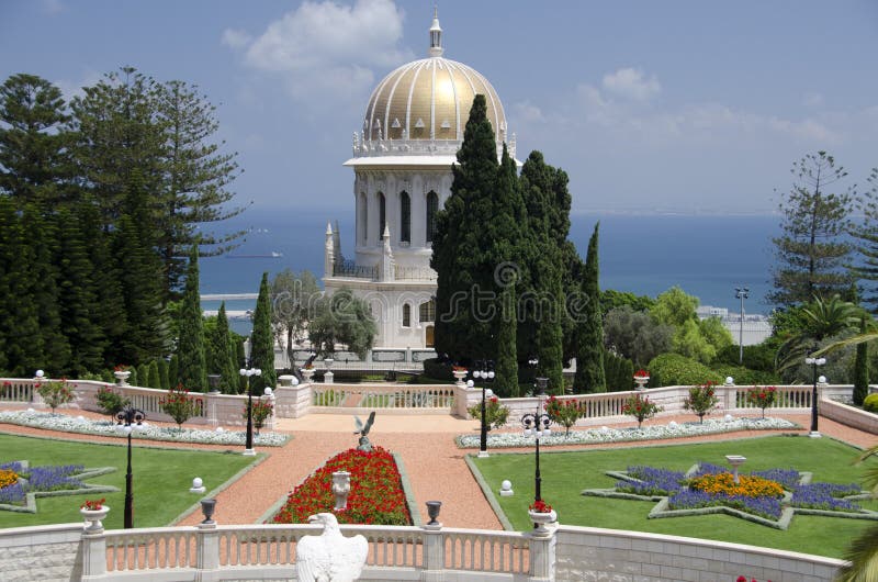 Le temple de Bahai à Haïfa, Israël photos libres de droits Le temple de Bahai à Haïfa, Israël photos libres de droits