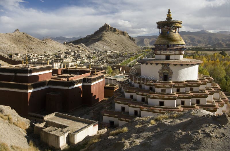 Le Thibet - le fort et le Kumbum de Gyantsie photos libres de droits Le Thibet - le fort et le Kumbum de Gyantsie photos libres de droits