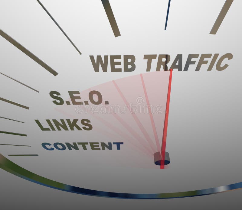 Le trafic SEO Links Speedometer Online Growth de Web illustration libre de droits Le trafic SEO Links Speedometer Online Growth de Web illustration libre de droits